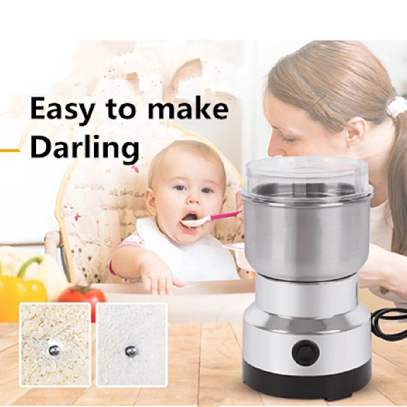 NutriGrind™ - High-Speed Stainless Steel Grain & Spice Grinder