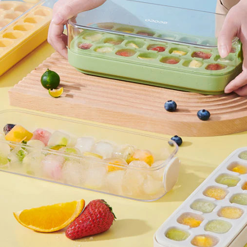 Press-Type Silicone Ice Cube Trays for Home Ice Storage and Making