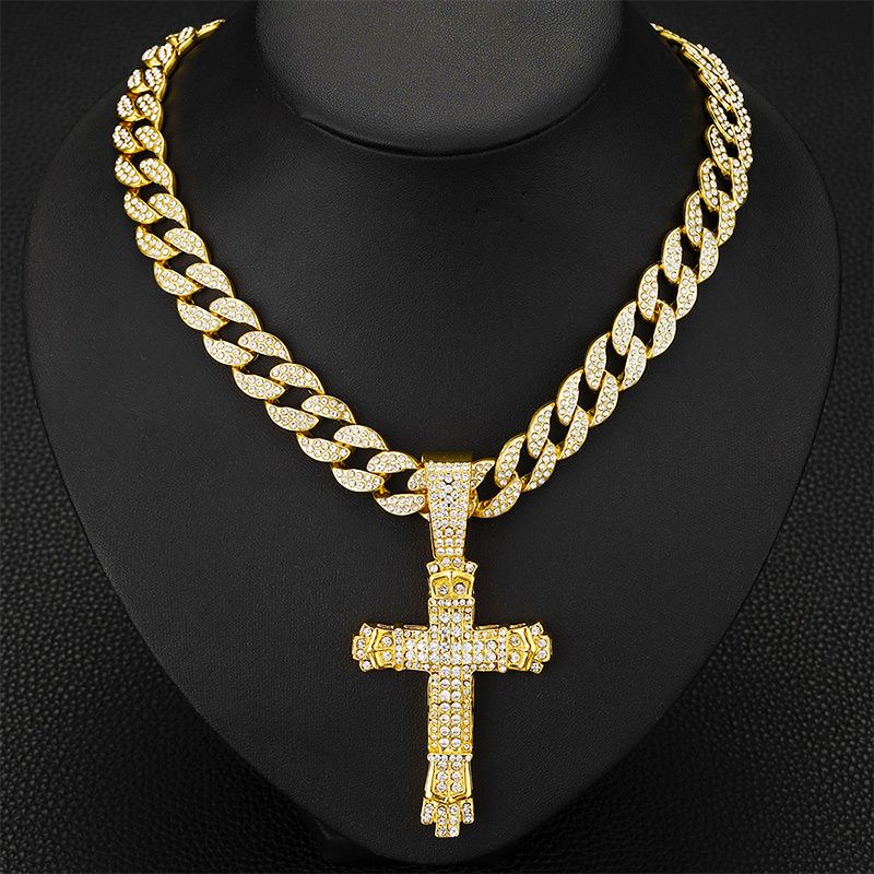 ShimmerLink™ - Full Rhinestone Hip-hop Bold Cross Pendant Necklace