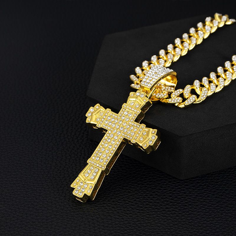 ShimmerLink™ - Full Rhinestone Hip-hop Bold Cross Pendant Necklace