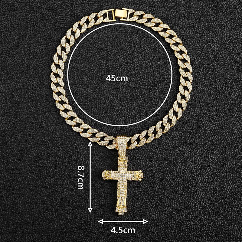 ShimmerLink™ - Full Rhinestone Hip-hop Bold Cross Pendant Necklace