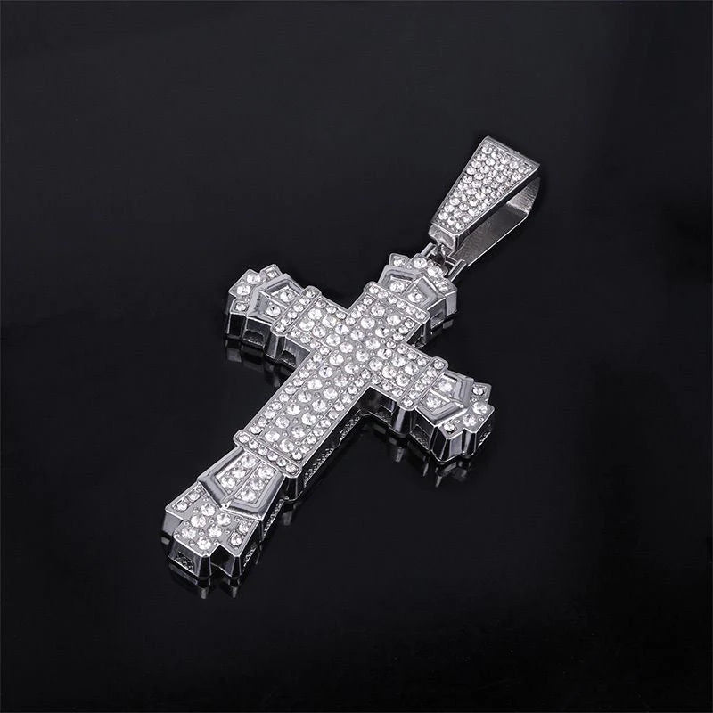 ShimmerLink™ - Full Rhinestone Hip-hop Bold Cross Pendant Necklace