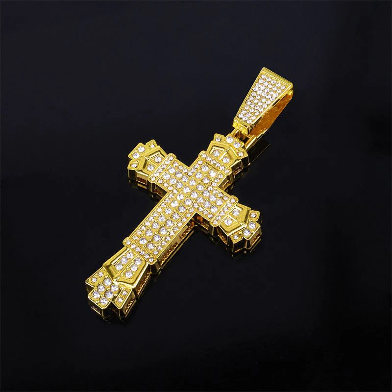 ShimmerLink™ - Full Rhinestone Hip-hop Bold Cross Pendant Necklace